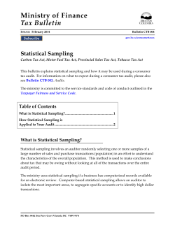 Bulletin CTB 004, Statistical Sampling