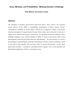 Miracles and Probabilities: Making Sense of Hume`s Maxim