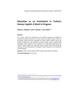 Education as an Investment in Turkey`s Human Capital