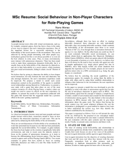 Social Behaviour in Non-Player Characters for Role