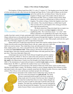 Ghana: A West African Trading Empire The kingdom of Ghana