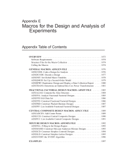 Macros for the Design and Analysis of Experiments