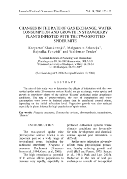 changes in the rate of gas exchange, water consumption and growth