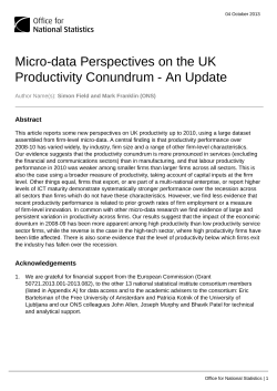 Micro-data Perspectives on the UK Productivity Conundrum