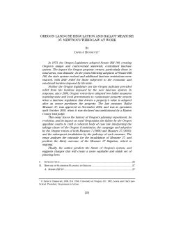 Oregon Land-Use Regulation and Ballot Measure 37: Newton`s