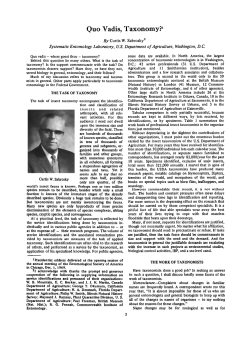 Quo Vadis, Taxonomy?l