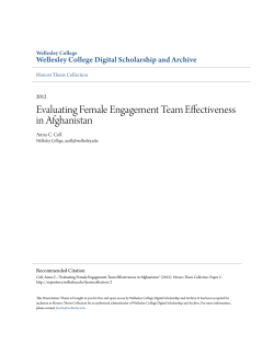 Evaluating Female Engagement Team Effectiveness in Afghanistan