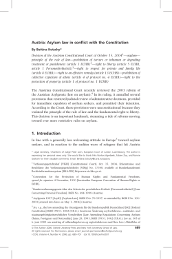 Austria: Asylum law in conflict with the Constitution 1. Introduction