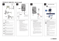 1 2 3 4 TINYON IP 2000 PIR - Quick Install