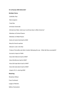 Ch 12 Review WWI 2016-2017 Multiple Choice