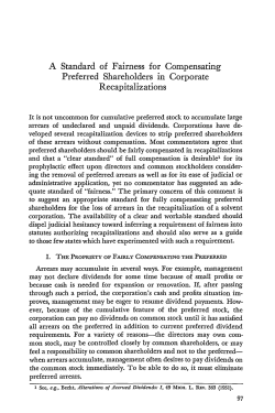 A Standard of Fairness for Compensating Preferred Shareholders in
