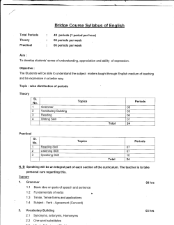 Bridge Course Syllabus