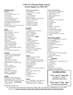 USD #110 Thunder Ridge Schools School Supply List 2016-2017