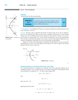 632 22–3 The Parabola Definition of a Parabola