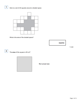 Here is a set of 20 squares around a shaded space. What is the area