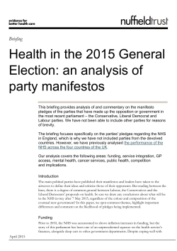 Health In The 2015 General Election