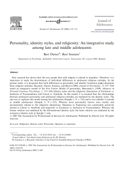 Personality, identity styles, and religiosity: An