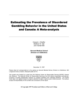 Estimating the Prevalence of Disordered Gambling Behavior in the