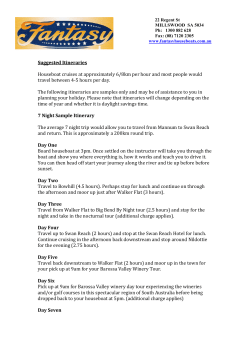 Suggested Itineraries Houseboat cruises at approximately 6/8km per