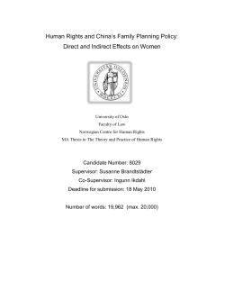 Human Rights and China`s Family Planning Policy: Direct and