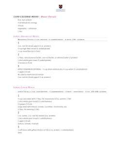 1300 CALORIE MENU -