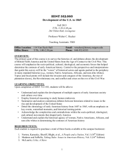 HIST 512:103 Development of the US to 1865