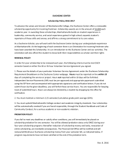 Rev. 8. 2016 DUCHESNE CENTER Scholarship Policy 2016
