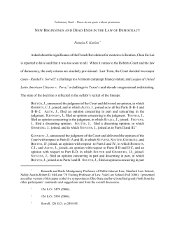 New Beginnings and Dead Ends in the Law of Democracy
