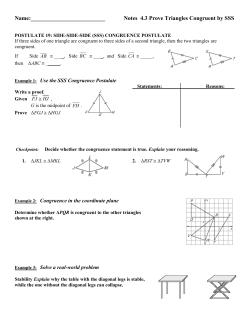 Notes 4.3 Prove Triangles Congruent by SSS