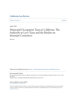 Municipal Occupation Taxes in California: The Authority to Levy