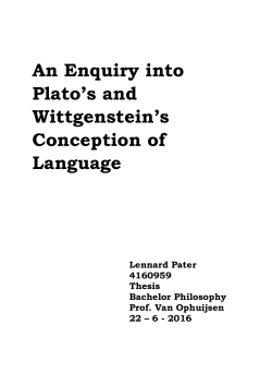 An Enquiry into Plato`s and Wittgenstein`s Conception of Language