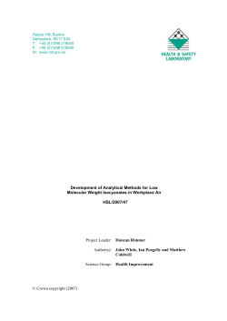 Analytical Methods for Low Molecular Weight Isocyanates