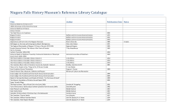 Niagara Falls History Museum`s Reference Library Catalogue