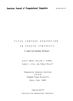 I N SPEECH SYNTHESIS A JUNCTION GRAMMAR APPROACH