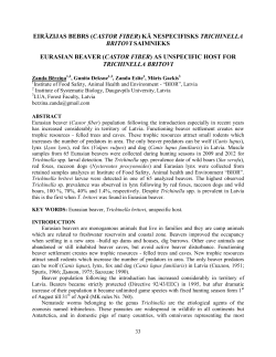 eirāzijas bebrs (castor fiber) kā nespecifisks trichinella britovi