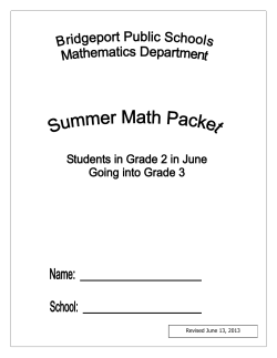 Grade 2 Summer Math Packet - Bridgeport Public Schools