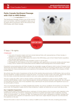 Parks Canada Northwest Passage with Visit to HMS Erebus