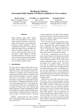 Forecasting Public Opinion of Political Candidates by News Analysis