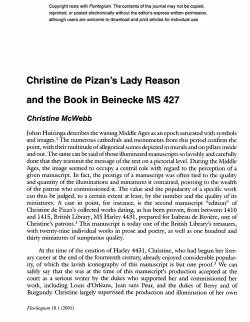 Christine de Pizan`s Lady Reason and the Book in Beinecke MS 427