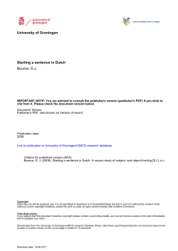 Starting a sentence in Dutch Bouma, G.J.