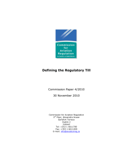 Defining the Regulatory Till - Commission for Aviation Regulation