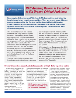 Issue Brief: RAC Auditing Reform is Essential to Fix Urgent, Critical