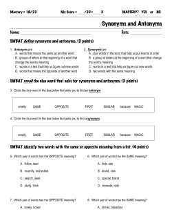 Synonyms and Antonyms