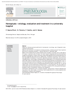 Hemoptysis &mdash; etiology, evaluation and treatment in a university