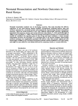 Neonatal Resuscitation and Newborn Outcomes