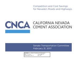Competition and Cost Savings for Nevada`s Roads and Highways.