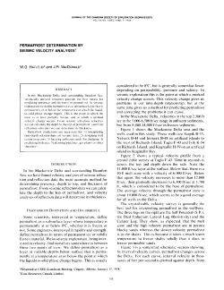 Permafrost Determination by Seismic Velocity Analyses