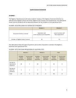 Keystone Exam Design Overview