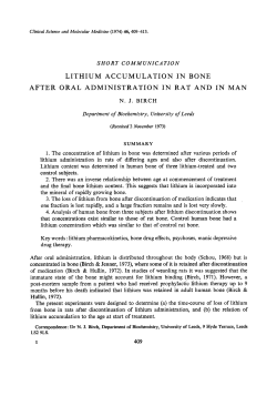 Lithium Accumulation in Bone after Oral