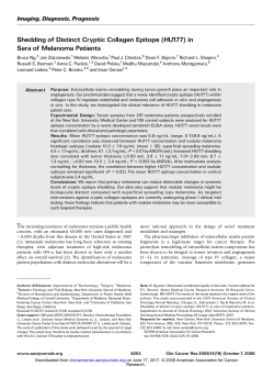 Shedding of Distinct Cryptic Collagen Epitope (HU177) in Sera of